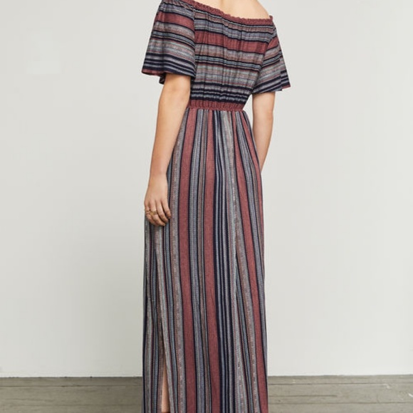 BCBG Charla Striped Off-The-Shoulder Maxi Dress - Picture 3 of 4